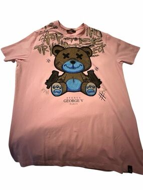 George Pink Graphic Teddy Bear Short Sleeve Tee